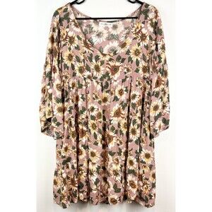 Natural Life Floral Boho Babydoll Cottagecore Tiered Sunflower Dress Sz XS, S
